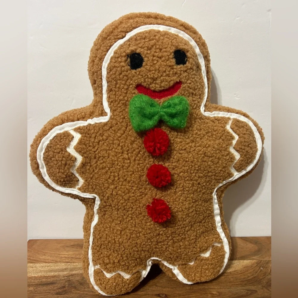 Hobby Lobby Gingerbread Man Plush Pillow 13”X15” Christmas Decor NWT